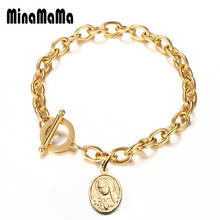 Catholic 316L Stainless Steel Oval Tag Charms Bracelet OT buckle Coin Virgin Mary Bracelet For Woman Religious Church Jewelry 2024 - buy cheap