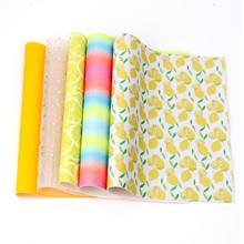 AHB 22*30cm 5pcs/set Glitter Faux Leather Sheets Cartoon Lemon Fruits Printed Synthetic Leather Fabric DIY Bows Handmade Crafts 2024 - buy cheap