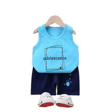 Conjunto de roupas de basquete esportivas para meninos, conjunto com 2 peças de camiseta e colete sem mangas com letras da moda para bebês verão 2024 - compre barato