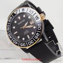 PARNIS Luxury Black Dial 42mm Automatic Men Wristwatch Sapphire Glass Date Function Rubber Strap Automatic Movement 2024 - buy cheap
