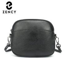 Zency-Bolso de hombro de cuero genuino suave para mujer, bandolera clásica a la moda, color negro 2024 - compra barato