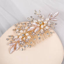 New Arrival Handmade Wired Rhinestone Crystals Flower Leaf Long Wedding Hair Comb Bridal Headband Hair accessories Women Jewelry 2024 - buy cheap
