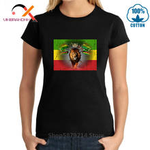 Rasta Lion Of Judah T-Shirt Ethiopian Cross Reggae short sleeve Headphones Jamaican Rastafari Zion Tees woman Clothes Tee Shirt 2024 - buy cheap