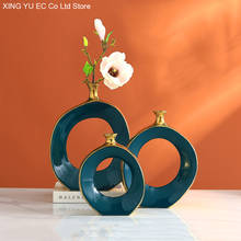 Creative Ceramic Golden Hollow Vase Crafts Modern Living Room Hydroponic Flower Arrangement Accessories Home Desktop Decoration 2024 - buy cheap
