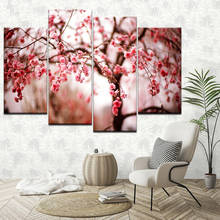 Pintura em tela hd flores de cerejeiras, árvores, 4 peças, arte de parede, pintura de parede, papéis de parede modular, pôster, decoração de casa, impressão 2024 - compre barato