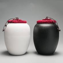 Brief Ceramic Coarse Pottery Tea Jar Black White Box Tea Storage Caddy Tea Ceremony Accessories Decoration Cans Container Crafts 2024 - buy cheap