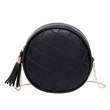 Women Mini Round Bags Solid Color Plaid Shoulder Handbags Women Small Round Tassel Crossbody Bags Purses Clutches 2024 - buy cheap
