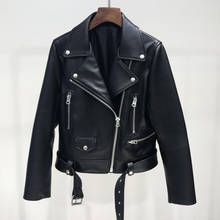 Spring Autumn Pu Leather Jacket Women Zipper Belt Short Soft Pu Leather Jackets Biker Black Punk Faux Motorcycle Coat Plus Size 2024 - buy cheap