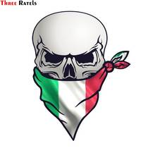 Three Ratels FC87-calavera pirata de motorista gótico 3D, Bandana con cara, bandera italiana Tricolore, motivo, pegatina externa de vinilo para coche 2024 - compra barato