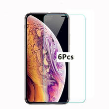 6 peças de vidro temperado para iphone xr x xs 11 pro max protetor de tela película protetora para iphone 6s 7 8 plus 5 5S 5c se 2020 2024 - compre barato