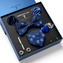 Newest style  65 Colors 7.5 cm Woven Tie Handkerchief Pocket Squares Cufflink Set Bow Tie Clip Necktie Box Plaid Fit Group 2024 - buy cheap
