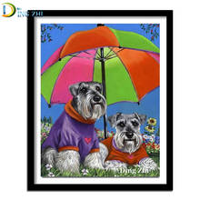 Faça você mesmo quadrado completo/broca redonda 5d pintura diamante cachorro flor guarda-chuva bordado kit de ponto de cruz presente mosaico strass 2024 - compre barato