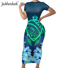 Jackherelook-vestido de oficina con estampado Tribal Maori Samoan polinesiano para mujer, vestido elástico de fiesta de trabajo, verano, ceñido con estampado Floral de tortuga 2024 - compra barato