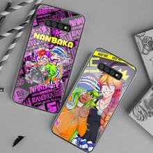 Capa de celular preta com desenho animado, capinha de vidro temperado para samsung s20 plus s7 s8 s9 s10 plus note 8 9 10 plus 2024 - compre barato