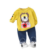 Spring Cartoon Children Clothes Suit Autumn Kids Boys Girls Fashion Lapel T Shirt Jeans Pants 2pcs Infant Baby Casual Tracksuits 2024 - buy cheap