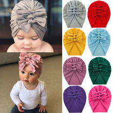 30Pcs Bulk Wholesale Price Soft Cotton Tied Hair Bow Turban Caps for Girls Elastic Head Wear Kids Headwrap Boutiques Accessories 2024 - buy cheap