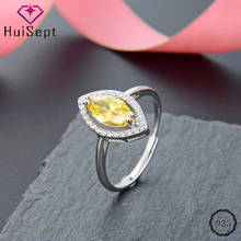HuiSept-anillos de plata de ley 925 con piedras preciosas de circonita citrino, anillo abierto, accesorios para mujer, promesa de boda 2024 - compra barato