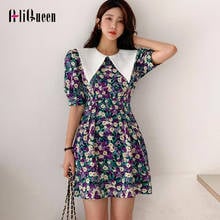 Verão 2020 das mulheres do vintage floral impressão boho mini vestido elegante feminino peter pan colarinho sexy bodycon vestidos robe femme 2024 - compre barato