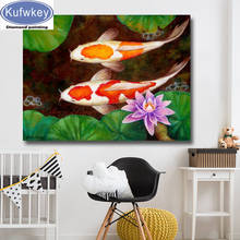 Koi fish 5d pintura de diamante diy, venda de pintura de diamante imagem 3d de bordado de strass, mosaico de parede, adesivo de ponto cruz, arte doméstica 2024 - compre barato