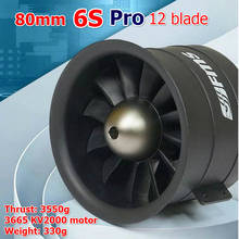 FMS 80mm Ducted Fan EDF Jet 12 Blades With 3665 KV2000 Motor 6S Pro RC Airplane Aircraft Plane Engine Power System 3550g Thrust 2024 - buy cheap