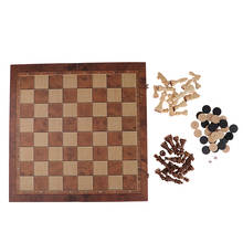Xadrez e damas 3 em 1, conjunto de xadrez com gamão para torneios, damas e gamão de madeira 44x44cm 2024 - compre barato