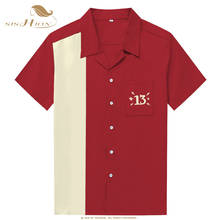 SISHION плюс размер 2019 Мужская Повседневная рубашка ST126 номер 13 вышивка короткий рукав винно-Красный винтажный карман рубашки на пуговицах 2024 - купить недорого
