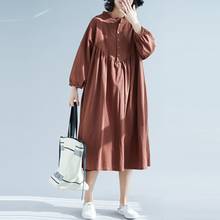 Vestido largo informal de talla grande para mujer, moda de otoño de 2020, Color liso, suelto, de lino de algodón, femenino, P1319 2024 - compra barato