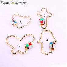6PCS, Cross Heart Hamsa Hand Butterfly Screw Clasp, Colorful Enamel Connector Clasps For Necklace Jewelry Findings 2024 - buy cheap