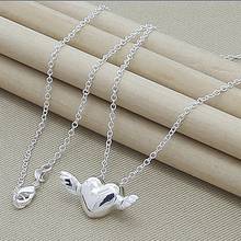 Hot Sale 925 Silver Necklace Pendant Cute Angel Wings Heart Woman Necklace Fashion Jewelry Wholesale 2024 - buy cheap
