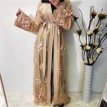 Muslim Maxi Dress Embroidery Hijab Abaya Kimono Cardigan Eid Mubarak Dubai Turkey Islamic Robe Gowns Ramadan Musulman Vestidos 2024 - buy cheap