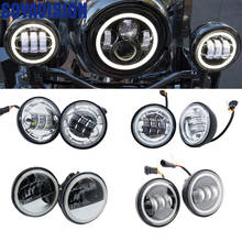 1 Pair 4.5“ 4 1/2 inch Motorcycle Chrome Black LED Fog Passing Auxiliary Light for Classic FLHR Road King 4.5Inch LED Fog Light 2024 - buy cheap