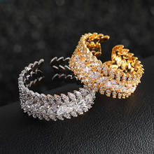 Funmode luxo forma de folha anéis ajustáveis casal anéis bijoux bague ou femme atacado fr217 2024 - compre barato