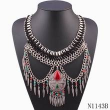 Chunky Chain Statement Jewelry Leaf Pendant String Vintage Metal Alloy Women Necklace Wholesale 2021 2024 - buy cheap