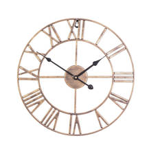 Reloj de pared de Número Romano de Metal nórdico, redondo, grande, silencioso, de cuarzo hueco, para decoración del hogar al aire libre, 40/50cm 2024 - compra barato