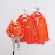 Sport Orange Red Hooded Family Matching Outfits Loose Sweatshirts Mom Daddy Kids Suits Hoodies Parent-Child Clothing Couple Wear 2024 - buy cheap