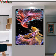 5d pintura diamante diy diamante bordado peixinho casal strass mosaico cor dos peixes ponto cruz animal kit artesanal presente 2024 - compre barato