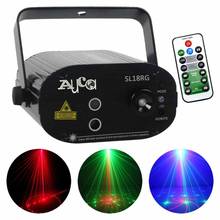 AUCD Mini Remote 18 Patterns Red Green Projector Laser Lights Disco Party 3W LED Mix Cross Effect DJ Show Stage Lighting SL18RG
