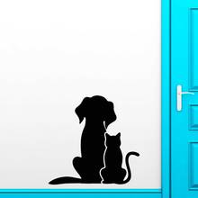 Calcomanía de vinilo con diseño de gato y perro para pared, adhesivo extraíble para dormitorio de niños, animales, mascotas, clínica veterinaria, salón de aseo, póster, G892 2024 - compra barato