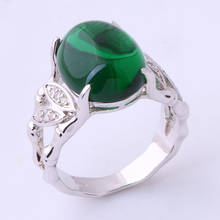 Classic Oval Green imitation Gemstone Cubic Zirconia Silver Color Ring for Women Jewelry J0614 2024 - buy cheap