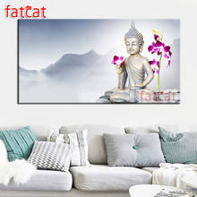 FATCAT-pintura diamante 5d Diy de flor zen, bordado de diamantes cuadrados o redondos, decoración de pared, AE3045 2024 - compra barato