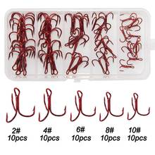 Easy Catch 50Pcs/Box Treble Fishing Hooks Set - High Carbon Steel Round Bend Treble Hook Size 2# 4# 6# 8# 10# 2024 - buy cheap