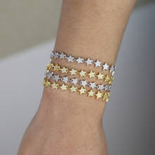 Pulsera con abalorios de cinco estrellas y circonita cúbica, brazalete de cadena de tenis de color dorado para joyería de hip hop 2024 - compra barato