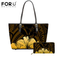 FORUDESIGNS Hawaii Hibicus Flower Printing Luxury Leather Totes Bag And Purse For Women Large Shoulder Bag For Outdoor Shop 2024 - buy cheap