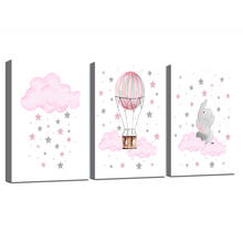 Fire Balloon Baby Nursery Pink Canvas Painting for Girl Bedroom Wall Art Poster Print Elephant Star Could Decoration Picture Art 2024 - buy cheap