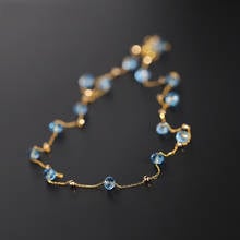 Colar feminino de ouro 18k dmbs487, colar de topázio azul para a namorada 2024 - compre barato