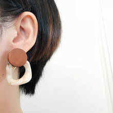 Fashion Big Resin Earrings For Women New Acetic Acid Large Korea Square Earrings Trendy Wood Geometric Jewelry Party Jewelry 2024 - buy cheap