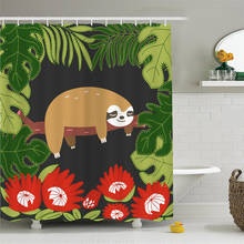 Cartoon Sloth Animal Tree Leaves Shower Curtains Waterproof Bathroom Decor with Hooks 3D Girls Boys Gifts 2024 - buy cheap