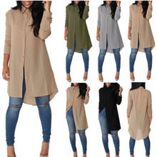 Women Loose Solid Dresses Turn Down Casual Ladies Office Shirt Dresses Button 2021 Summer Spring Long Sleeve Dresses Vestidos 2024 - compre barato