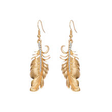 Statement Big Feather Drop Earrings for Women Vintage Geometric Silver Color Yellow Gold Metal Long Earring 2020 Fashion Jewelry 2024 - buy cheap