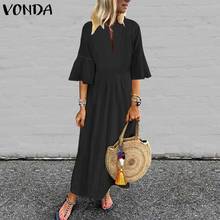 VONDA Bohemian Maxi Long Dress Women Vintage Flare Sleeve Party Dress 2020 Summer Beach Sundress Casual Robe Plus Size Vestidos 2024 - buy cheap